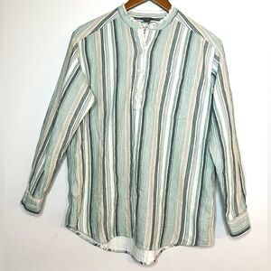 Eddie Bauer Womens Cotton Raw Edge Popover Top Blouse Sz M